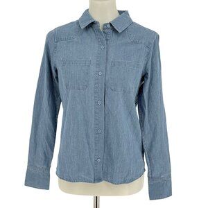 Ali Classic Denim Shirt Light Wash Button-Down By Ecru Womens Small